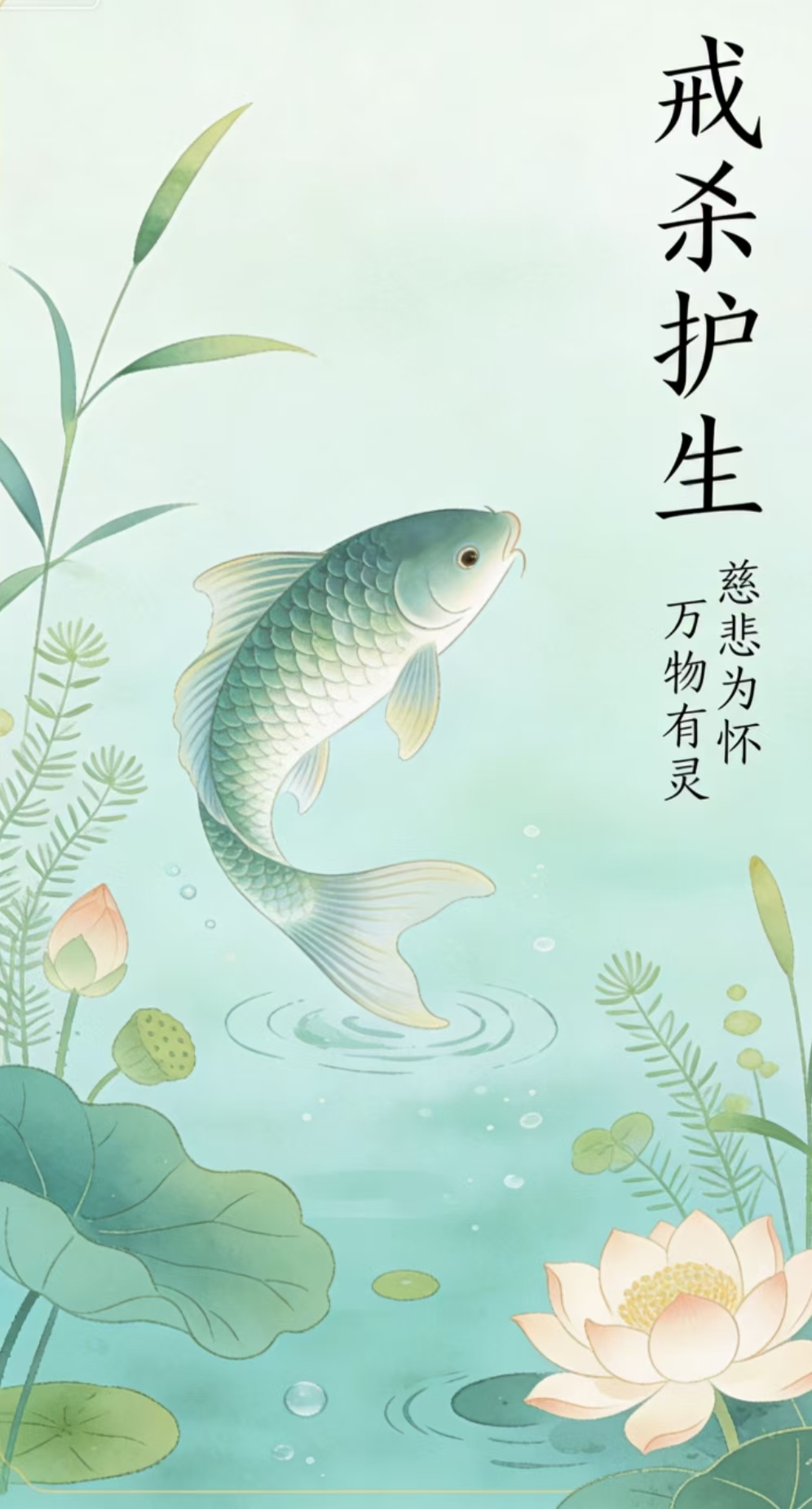 戒杀护生    心存仁善